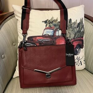 Botkier Valentina Leather Crossbody Bag in color Port Burgundy -NEW